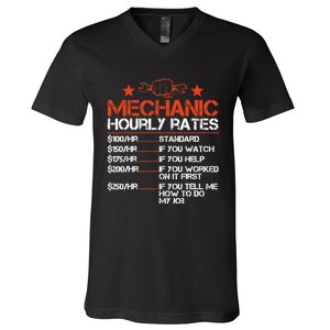 Funny Mechanic Hourly Rate Labor Rates Costume V-Neck T-Shirt