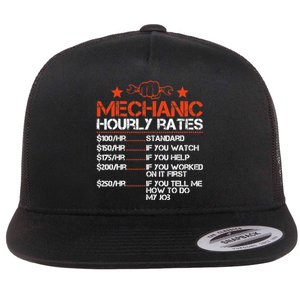 Funny Mechanic Hourly Rate Labor Rates Costume Flat Bill Trucker Hat