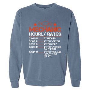 Funny Mechanic Hourly Rate Labor Rates Costume Garment-Dyed Sweatshirt