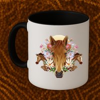 Floral Multi Horse Mug