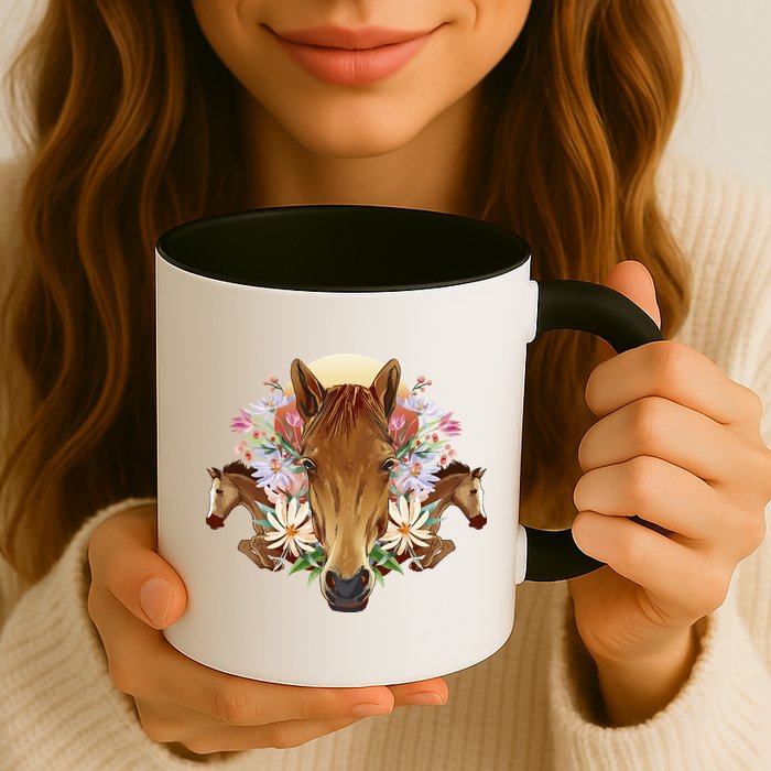 Floral Multi Horse Mug
