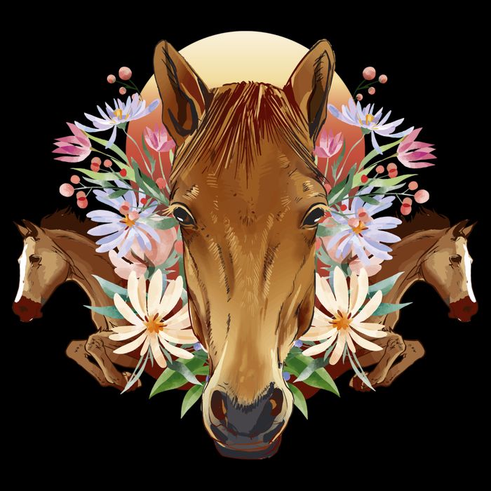 Floral Multi Horse Mug