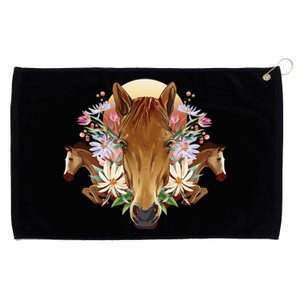 Floral Multi Horse Grommeted Golf Towel