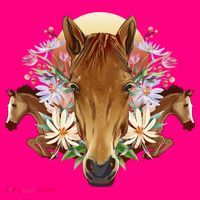 Floral Multi Horse 16 in Basic Backpack