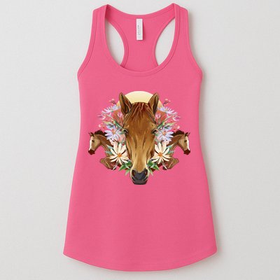 Floral Multi Horse Womens Tank Top