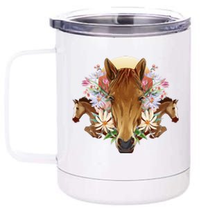 Floral Multi Horse 12 oz Stainless Steel Tumbler Cup