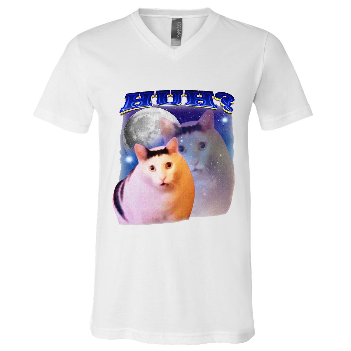 Funny Meme Huh Cat V-Neck T-Shirt