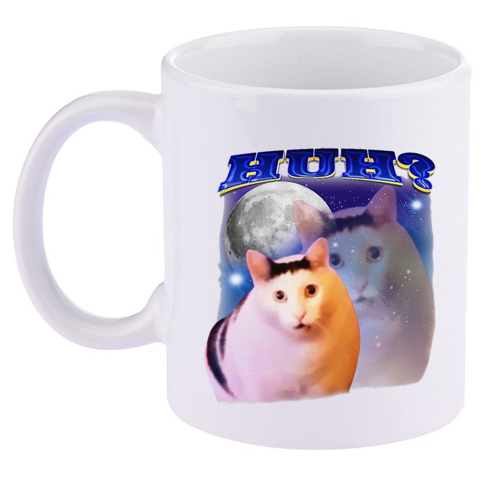 Funny Meme Huh Cat 11oz C Handle Ceramic Mug