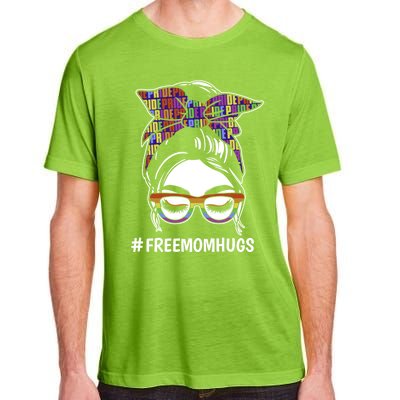 Free Mom Hugs Flag Lgbt Messy Bun Pride Rainbow Flag Funny Gift Adult ChromaSoft Performance T-Shirt