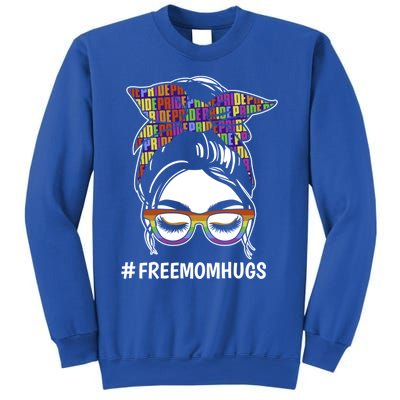 Free Mom Hugs Flag Lgbt Messy Bun Pride Rainbow Flag Funny Gift Sweatshirt