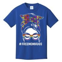 Free Mom Hugs Flag Lgbt Messy Bun Pride Rainbow Flag Funny Gift Kids T-Shirt