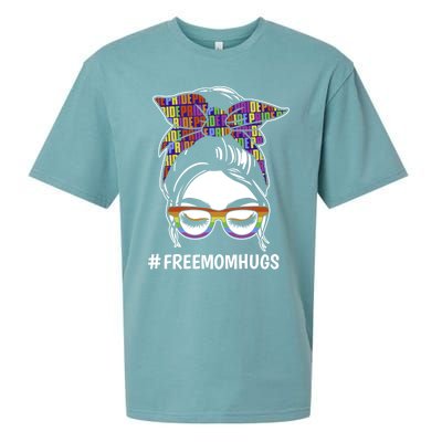 Free Mom Hugs Flag Lgbt Messy Bun Pride Rainbow Flag Funny Gift Sueded Cloud Jersey T-Shirt