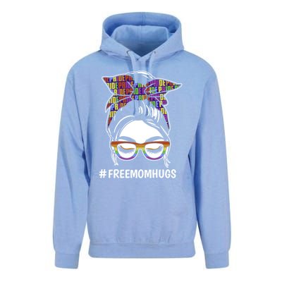 Free Mom Hugs Flag Lgbt Messy Bun Pride Rainbow Flag Funny Gift Unisex Surf Hoodie