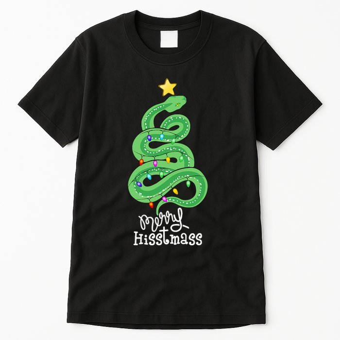 Funny Merry Hisstmass Python Snake Merry Christmas Tree Tall T-Shirt