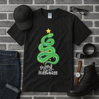 Funny Merry Hisstmass Python Snake Merry Christmas Tree Tall T-Shirt