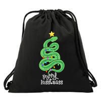 Funny Merry Hisstmass Python Snake Merry Christmas Tree Drawstring Bag