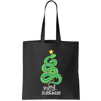Funny Merry Hisstmass Python Snake Merry Christmas Tree Tote Bag