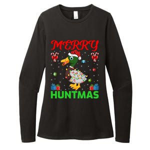 Funny Merry Huntmas Xmas Lighting Duck Hunting Christmas Womens CVC Long Sleeve Shirt