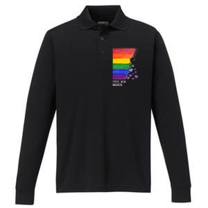 Free Mom Hugs Pride Mom Lgbt Gift Performance Long Sleeve Polo