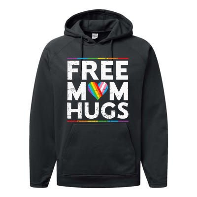 Free Mom Hugs Lgbt Pride Parades Rainbow Performance Fleece Hoodie