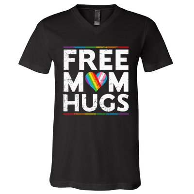 Free Mom Hugs Lgbt Pride Parades Rainbow V-Neck T-Shirt