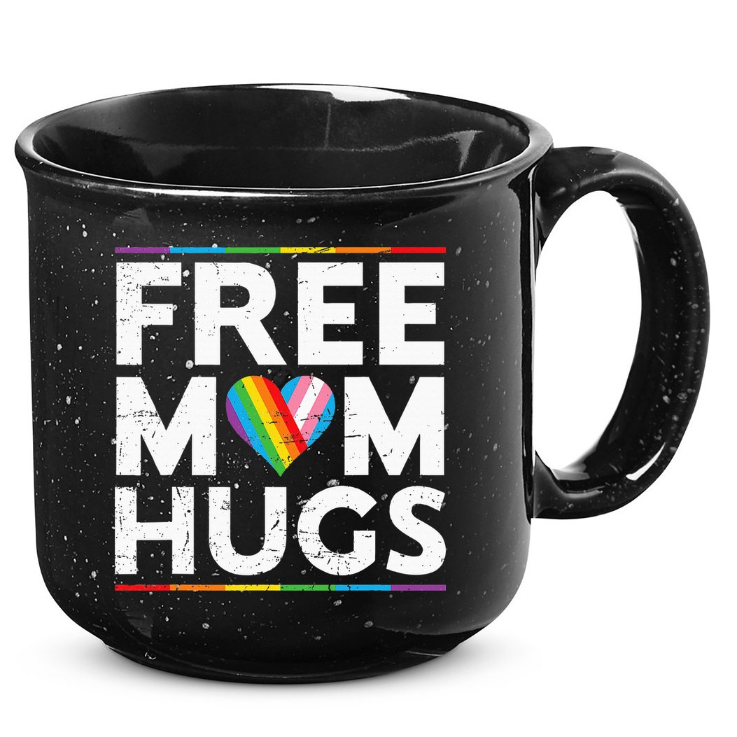 Free Mom Hugs Lgbt Pride Parades Rainbow 15oz Campfire Ceramic Mug