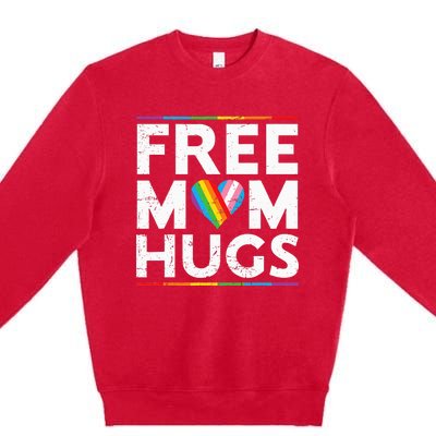 Free Mom Hugs Lgbt Pride Parades Rainbow Premium Crewneck Sweatshirt