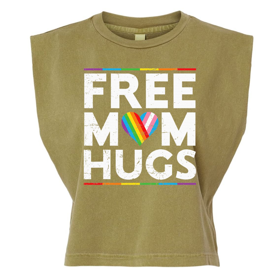 Free Mom Hugs Lgbt Pride Parades Rainbow Garment-Dyed Women's Muscle Tee