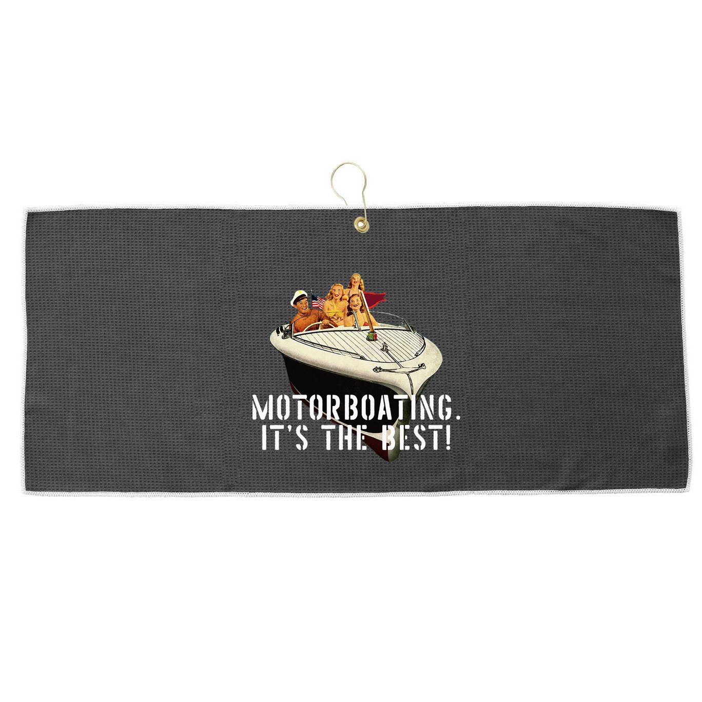 Funny Motorboating Its The Best Large Microfiber Waffle Golf Towel