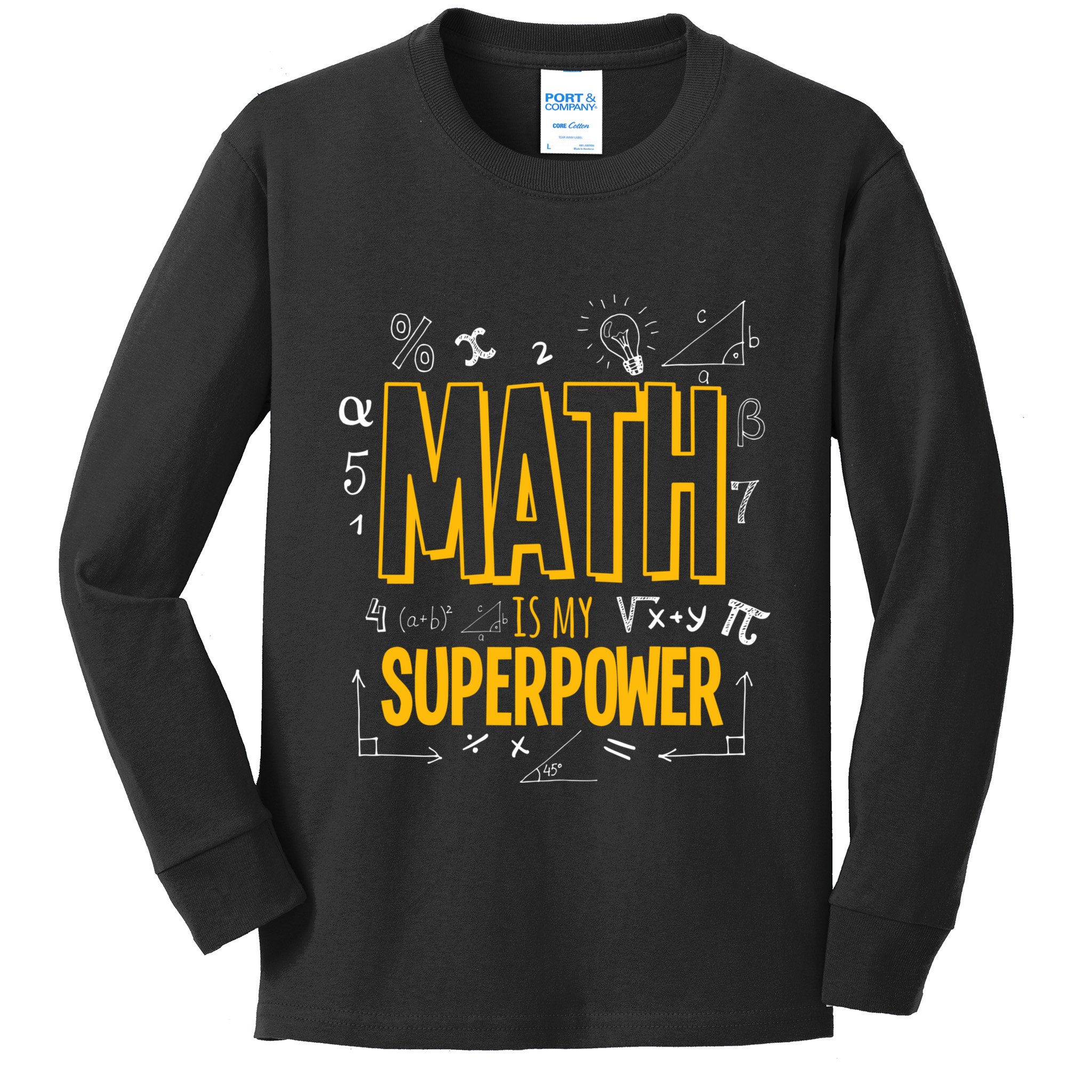 Funny Math Is My Superpower Algebra Lover Steam Gift Kids Long Sleeve Shirt
