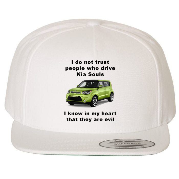 Funny Meme I Do Not Trust People Who Drive Kia Souls Joke Wool Snapback Cap