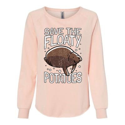 Funny Manatee I Save The Floaty Potatoes I Manatee Womens California Wash Sweatshirt