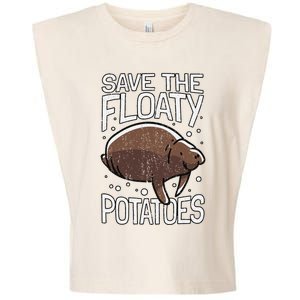 Funny Manatee I Save The Floaty Potatoes I Manatee Garment-Dyed Women's Muscle Tee