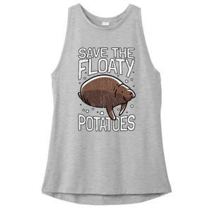 Funny Manatee I Save The Floaty Potatoes I Manatee Ladies PosiCharge Tri-Blend Wicking Tank