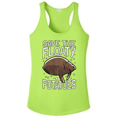 Funny Manatee I Save The Floaty Potatoes I Manatee Ladies PosiCharge Competitor Racerback Tank