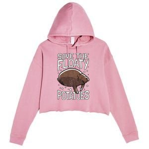 Funny Manatee I Save The Floaty Potatoes I Manatee Crop Fleece Hoodie