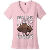 Funny Manatee I Save The Floaty Potatoes I Manatee Women's V-Neck T-Shirt