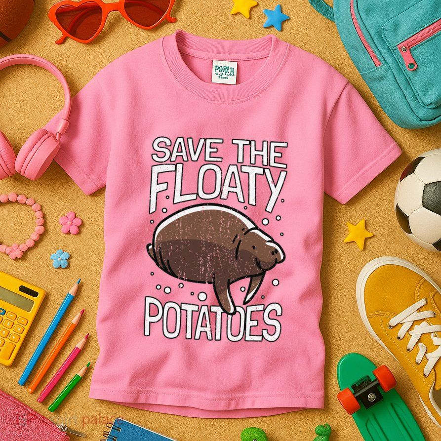 Funny Manatee I Save The Floaty Potatoes I Manatee Kids T-Shirt