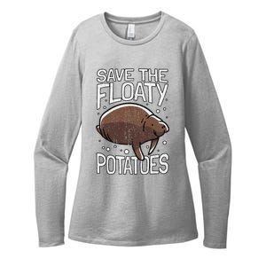 Funny Manatee I Save The Floaty Potatoes I Manatee Womens CVC Long Sleeve Shirt