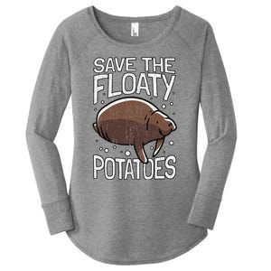 Funny Manatee I Save The Floaty Potatoes I Manatee Women's Perfect Tri Tunic Long Sleeve Shirt