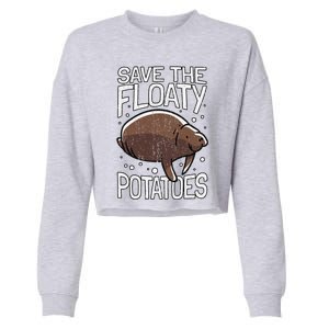 Funny Manatee I Save The Floaty Potatoes I Manatee Cropped Pullover Crew