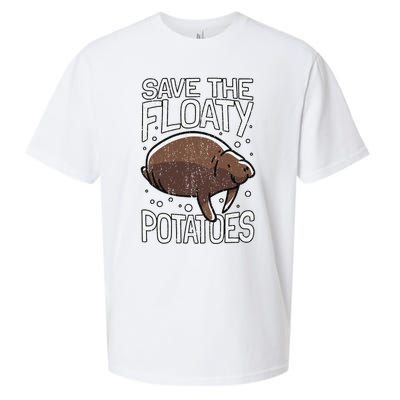 Funny Manatee I Save The Floaty Potatoes I Manatee Sueded Cloud Jersey T-Shirt