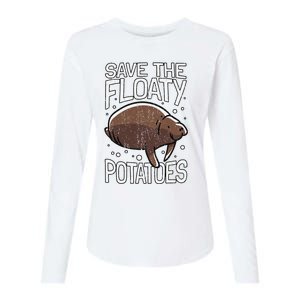 Funny Manatee I Save The Floaty Potatoes I Manatee Womens Cotton Relaxed Long Sleeve T-Shirt