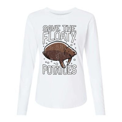 Funny Manatee I Save The Floaty Potatoes I Manatee Womens Cotton Relaxed Long Sleeve T-Shirt