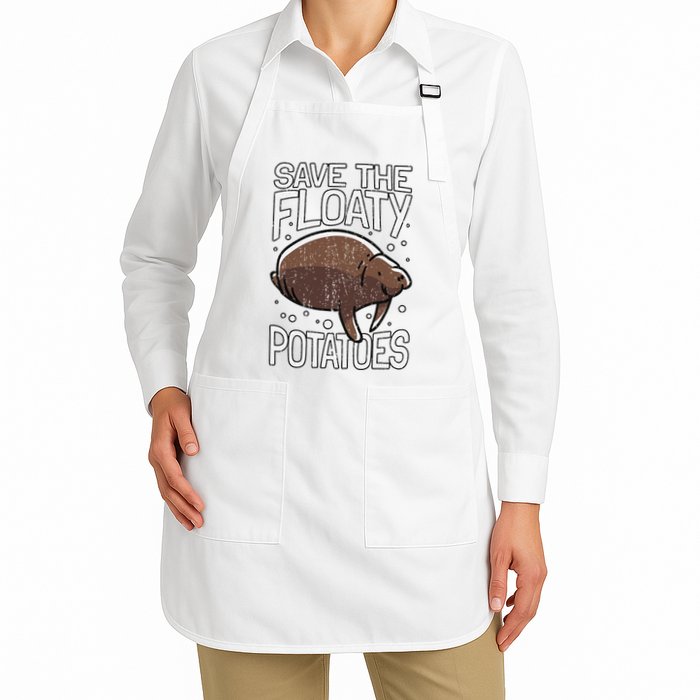Funny Manatee I Save The Floaty Potatoes I Manatee Full-Length Apron With Pockets
