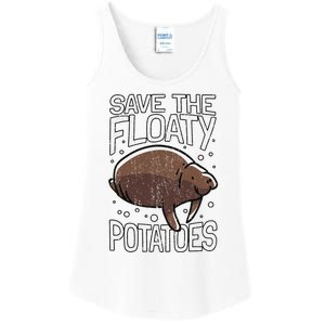 Funny Manatee I Save The Floaty Potatoes I Manatee Ladies Essential Tank