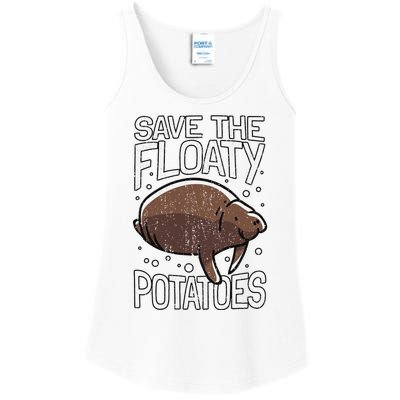 Funny Manatee I Save The Floaty Potatoes I Manatee Ladies Essential Tank