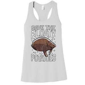 Funny Manatee I Save The Floaty Potatoes I Manatee Women's Racerback Tank