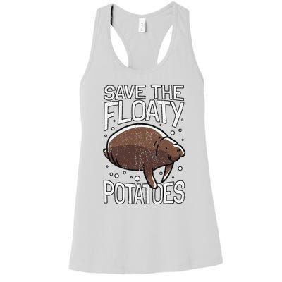 Funny Manatee I Save The Floaty Potatoes I Manatee Women's Racerback Tank