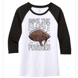 Funny Manatee I Save The Floaty Potatoes I Manatee Women's Tri-Blend 3/4-Sleeve Raglan Shirt